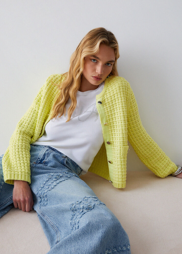 Cardigan a punto bark giallo Liu Jo - medium