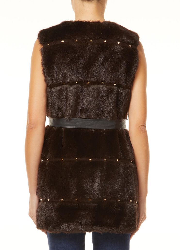 Faux fur gilet with studs
