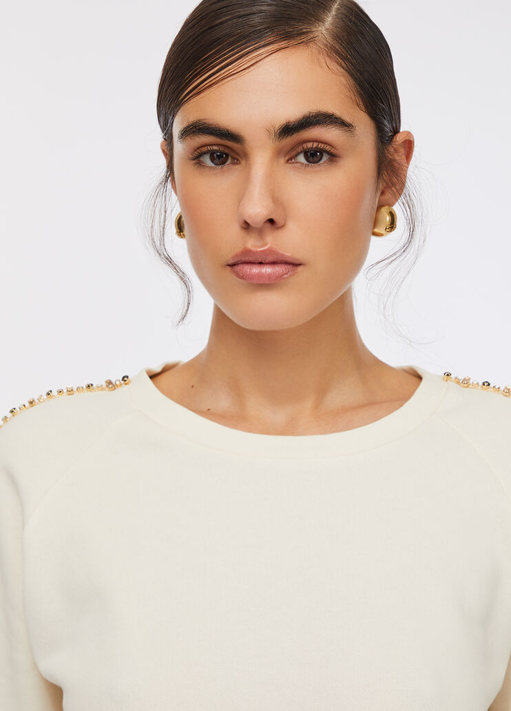 Liu Jo Better sweatshirt with gemstones milk white Liu Jo - large image number 3