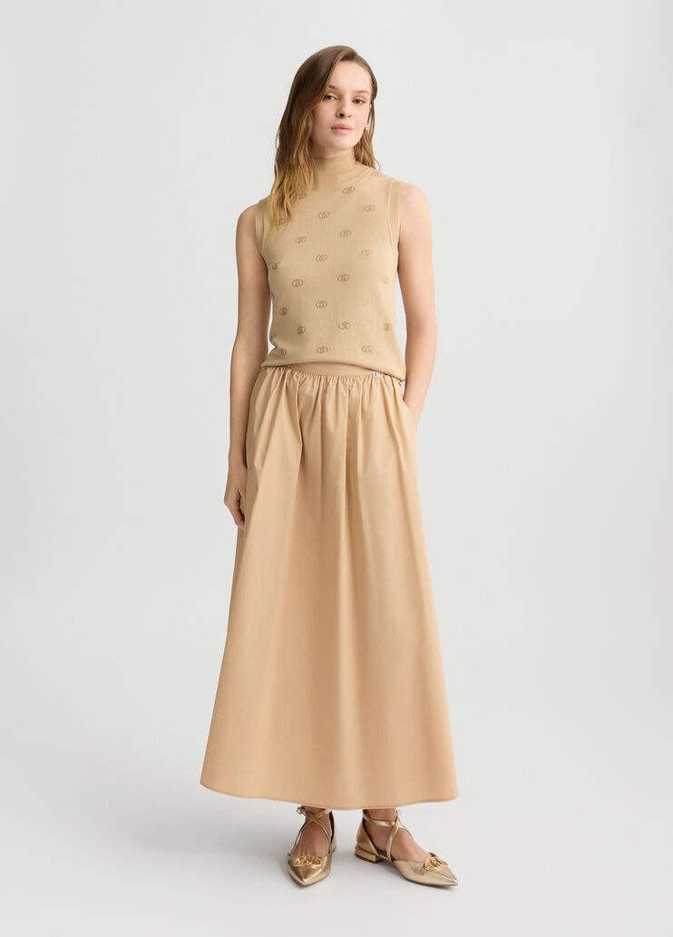 Poplin midi skirt beige Liu Jo - medium Poplin midi skirt beige Liu Jo - medium