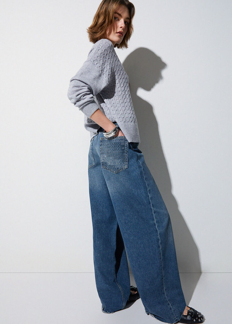 Jeans straight con strass denim blu scuro Liu Jo - medium