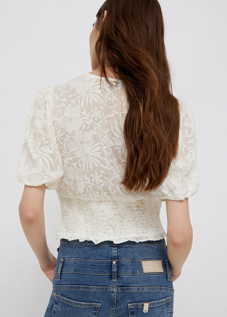 Top mit Puffärmeln Wollweiß Liu Jo - large image number 1 Top mit Puffärmeln Wollweiß Liu Jo - large image number 1