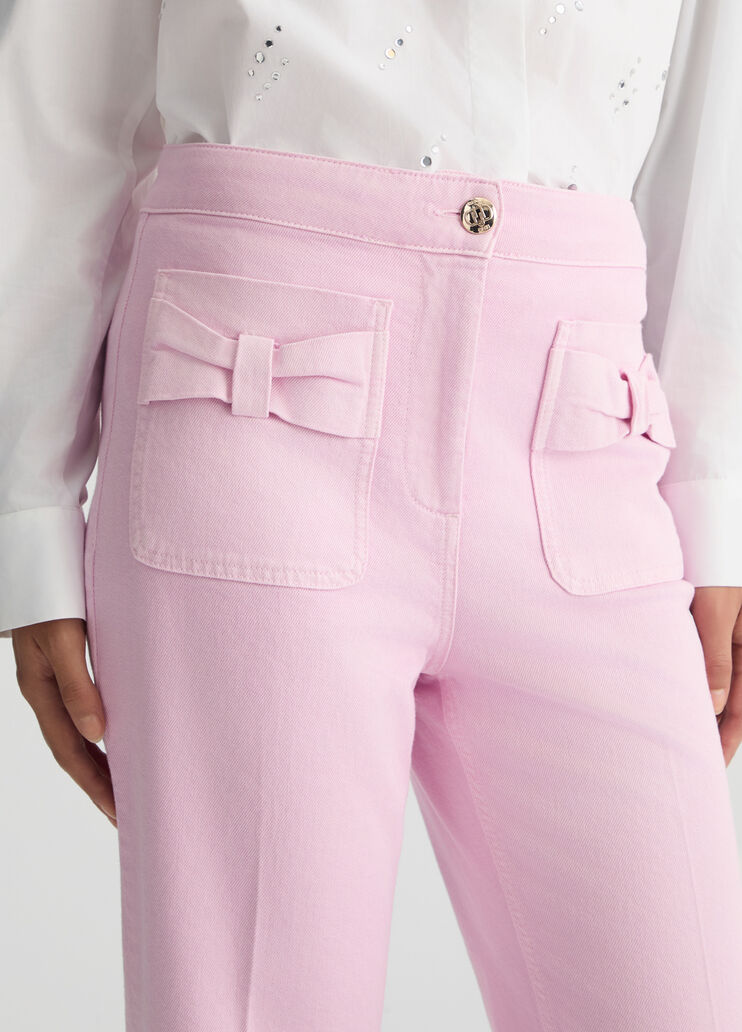 Cropped flared cotton trousers pink Liu Jo - medium Cropped flared cotton trousers pink Liu Jo - medium