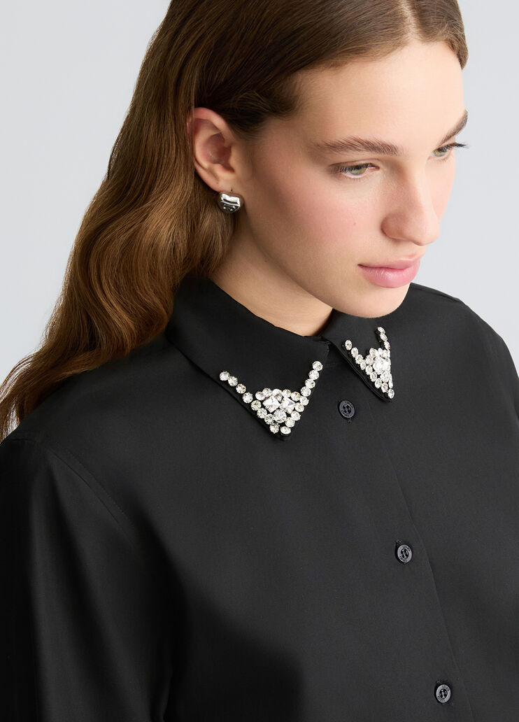 Black shirt with bejewelled embellishment black Liu Jo - large image number 2 Black shirt with bejewelled embellishment black Liu Jo - large image number 2