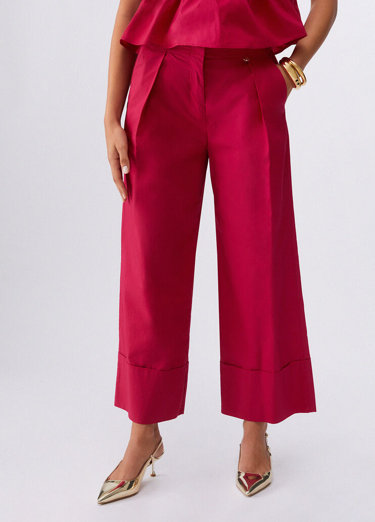 Pantaloni flare in popeline rosso Liu Jo - large image number 0