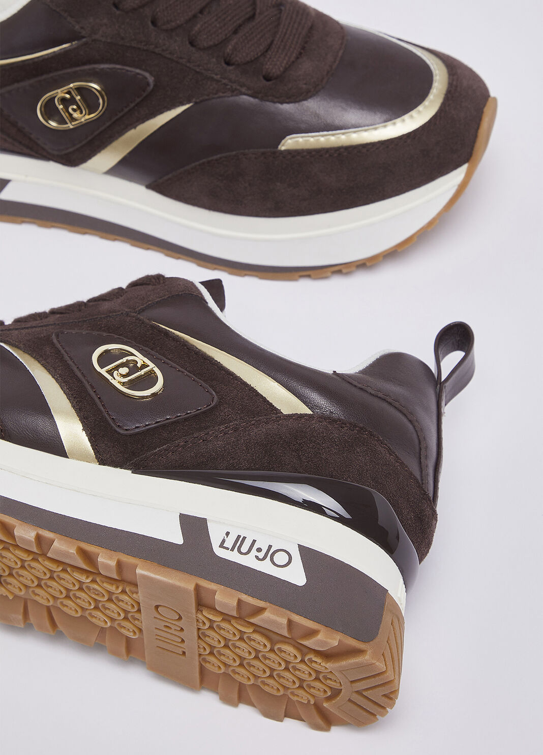 Platform sneakers in suede and leather mocha Liu Jo - large image number 6
