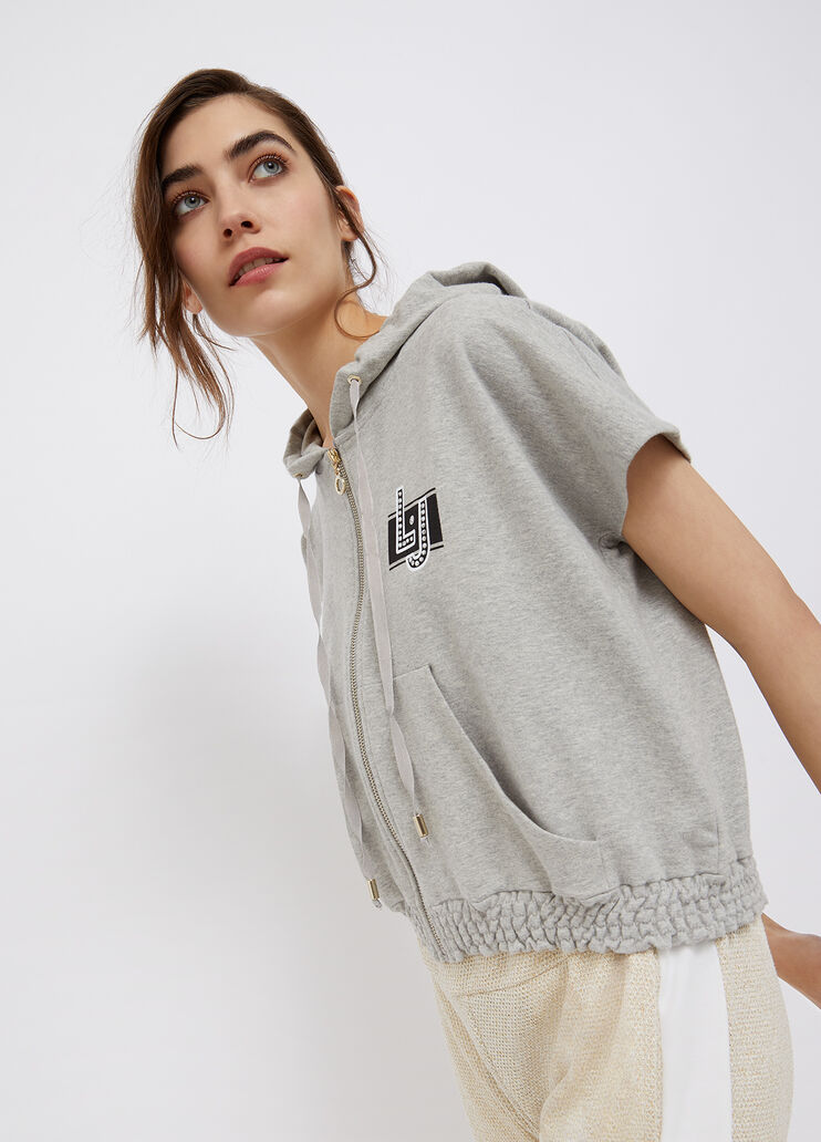 Экологичный жилет с капюшоном светло-серый Liu Jo - large image number 0