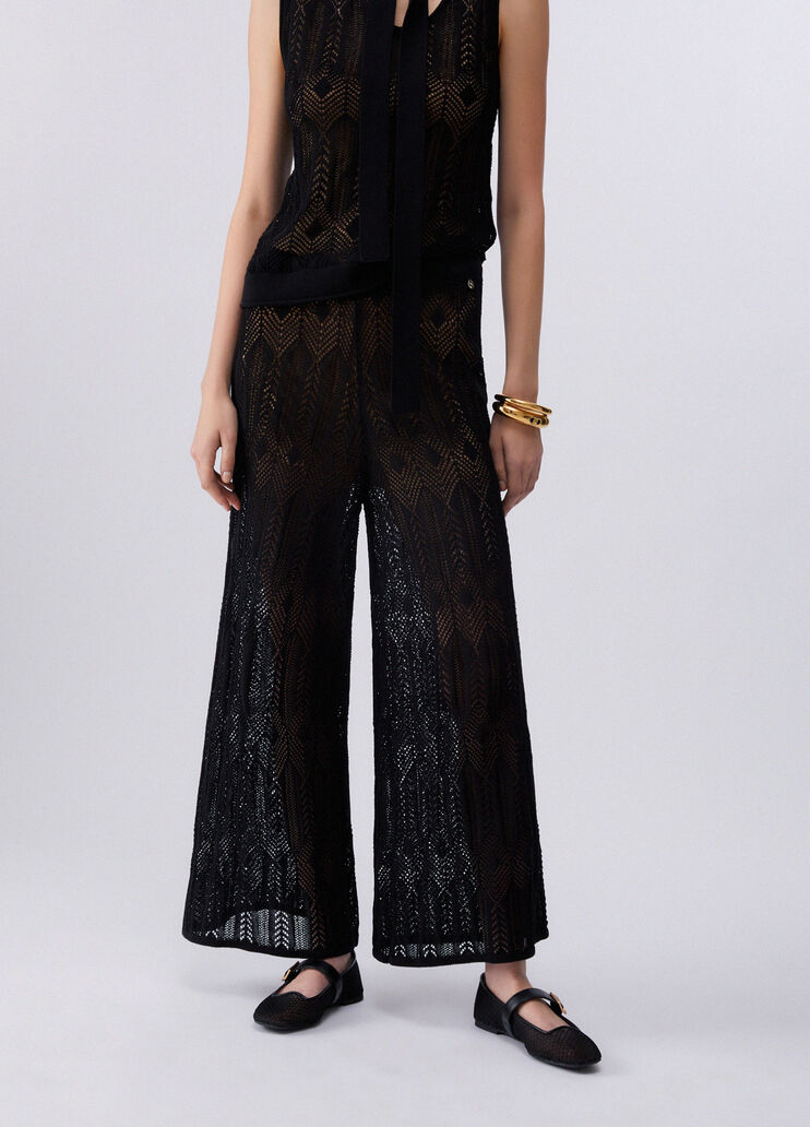 Openwork knit trousers black Liu Jo - large image number 0