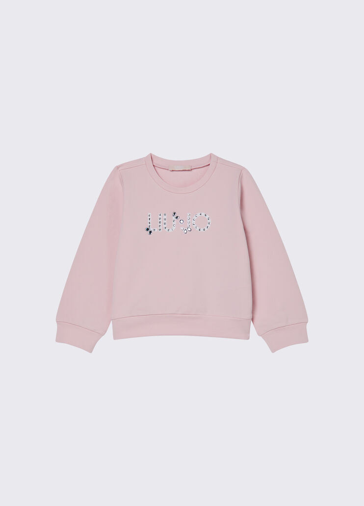 Sweatshirt mit Schmuck-Logo rosa Liu Jo - medium