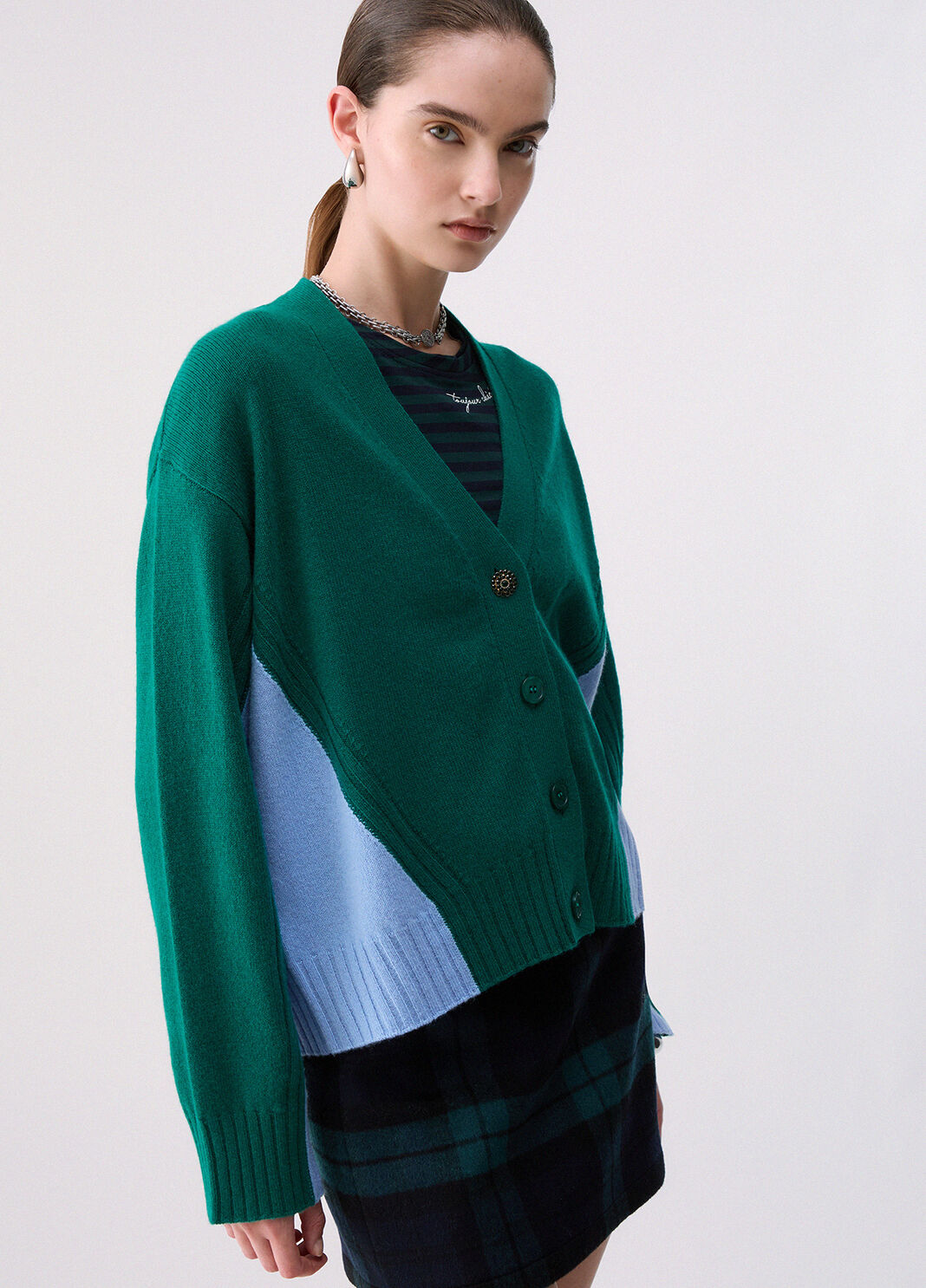 Color-block wool cardigan green Liu Jo - large image number 4