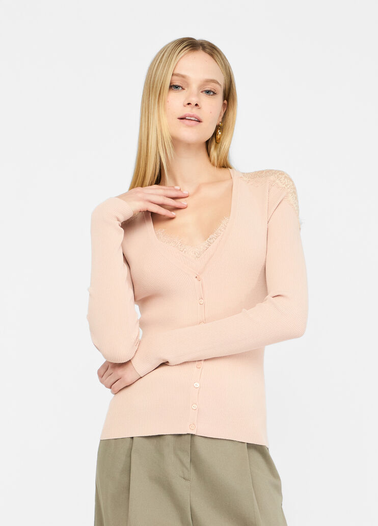 Cárdigan con encaje rosa polvos Liu Jo - medium