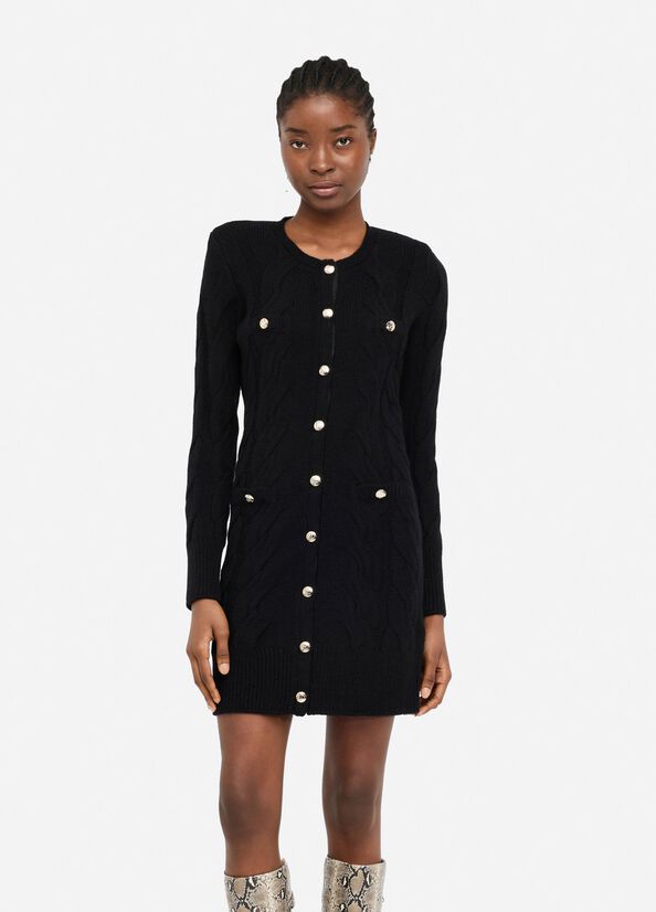 Cable knit wool dress black Liu Jo - medium