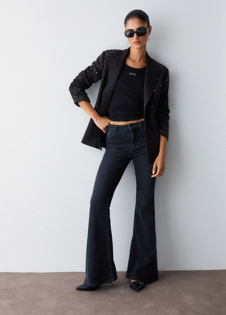 Slim fit blazer with jewel embroidery black Liu Jo - large image number 2