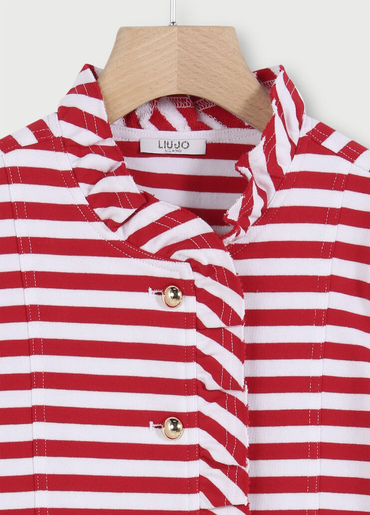 Felpa a righe con bottoni Bianco/rosso Liu Jo - large image number 2 Felpa a righe con bottoni Bianco/rosso Liu Jo - large image number 2