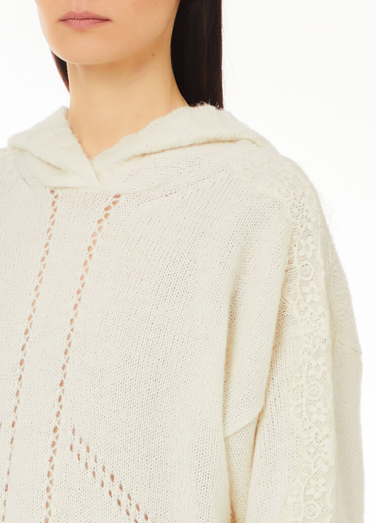 Maglia in misto lana con cappuccio bianco Liu Jo - large image number 2