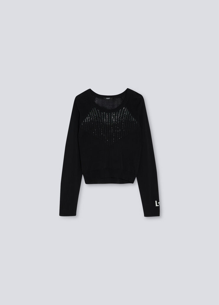 Sweater with micro studs black Liu Jo - large image number 4
