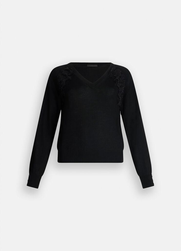 Jersey de lana con encaje negro Liu Jo - large image number 6 Jersey de lana con encaje negro Liu Jo - large image number 6