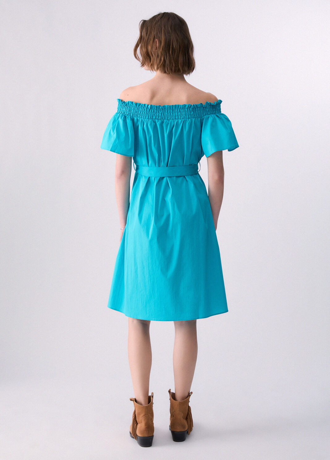 Kurzes Kleid mit Carmen-Ausschnitt Hellblau Liu Jo - large image number 1