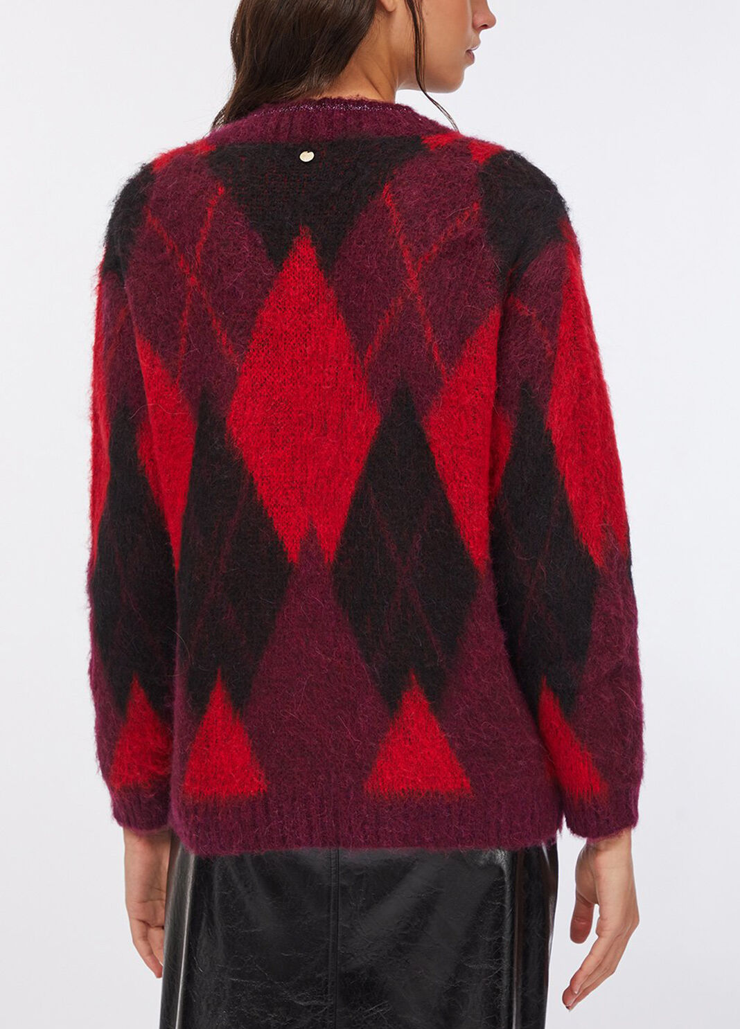 Cardigan a losanghe in wool and alpaca red Liu Jo - large image number 1