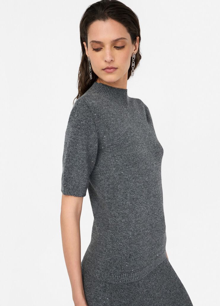 Top con micro-paillettes grigio Liu Jo - medium Top con micro-paillettes grigio Liu Jo - medium