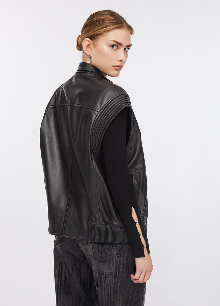 Oversized leather gilet black Liu Jo - large image number 1
