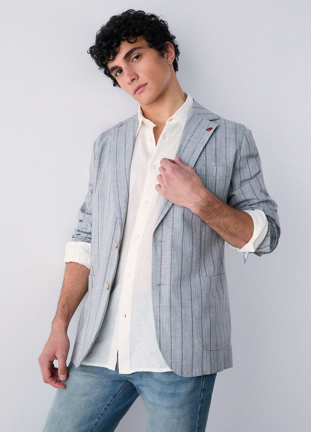 Elegant pinstripe jacket grey pinstripe Liu Jo - large image number 3