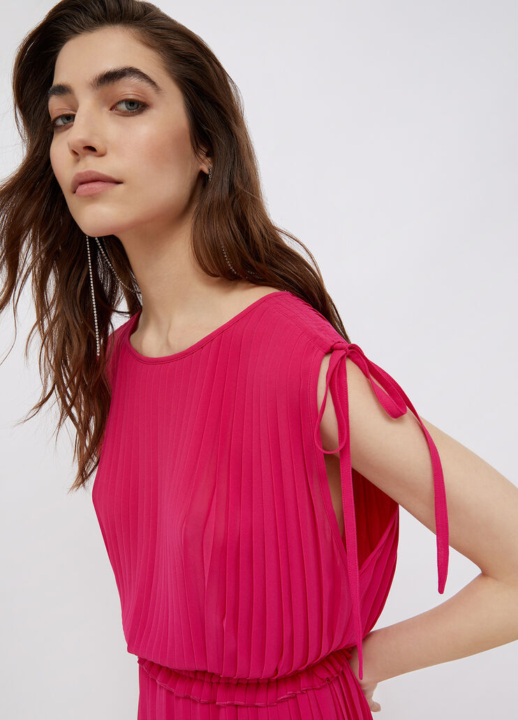 Eco-friendly pleated dress magenta Liu Jo - large image number 2 Eco-friendly pleated dress magenta Liu Jo - large image number 2