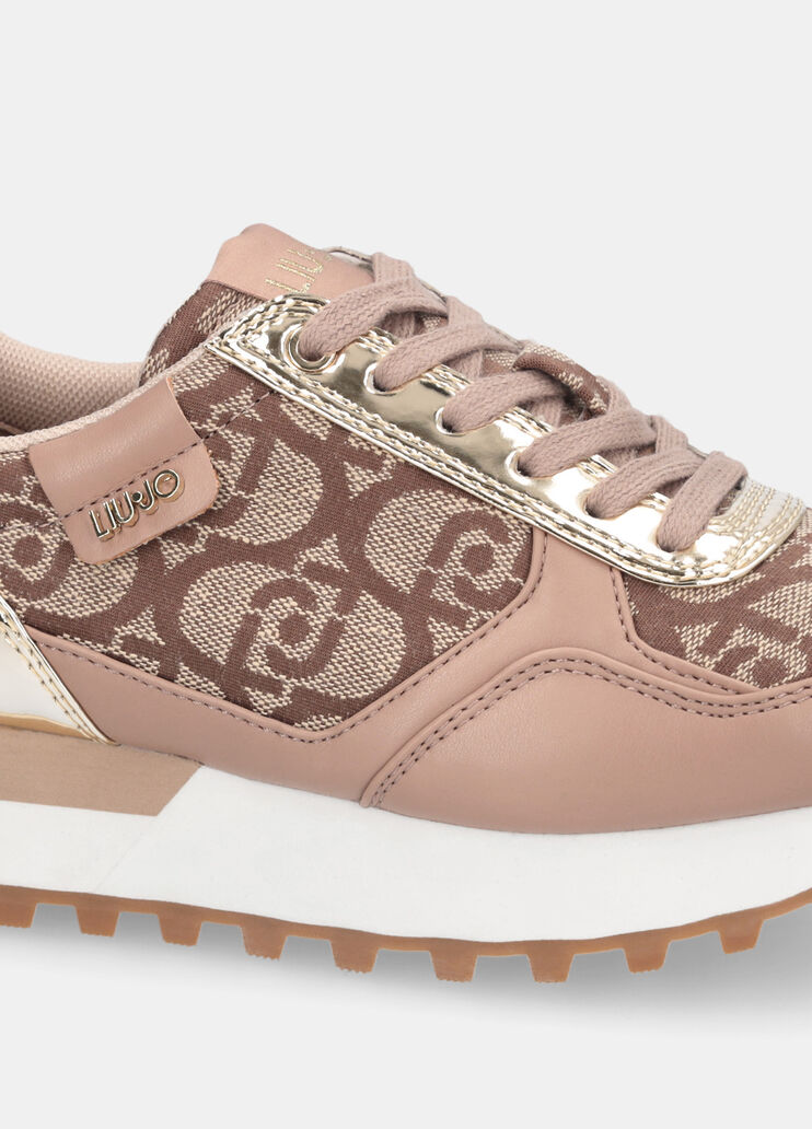 Sneakers with jacquard monogram beige Liu Jo - large image number 6