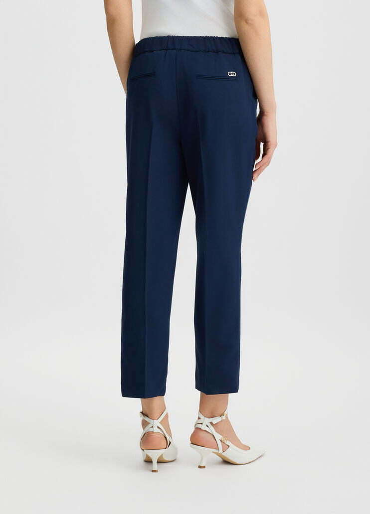 Cropped trousers with pleat navy blue Liu Jo - large image number 1 Cropped trousers with pleat navy blue Liu Jo - large image number 1