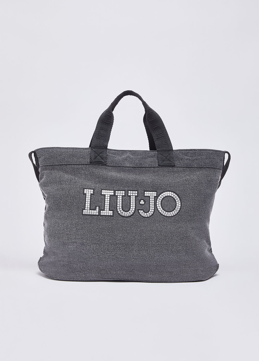 Bolso tote grande de denim con logotipo denim gris Liu Jo - large image number 1