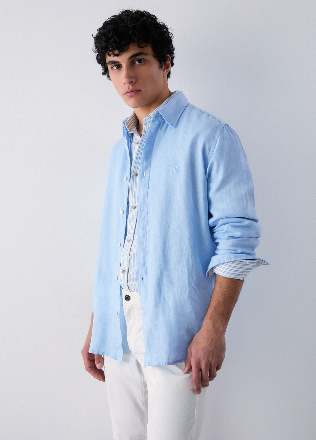 100% linen shirt light blue Liu Jo - large image number 3