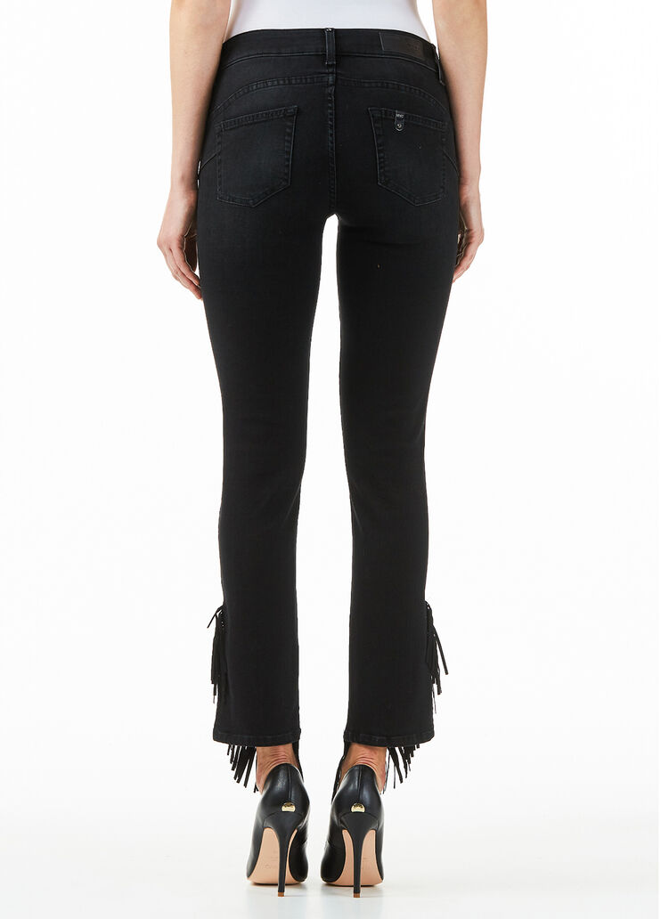 Flared jeans with fringed hem Black denim Liu Jo - large image number 1 Flared jeans with fringed hem Black denim Liu Jo - large image number 1