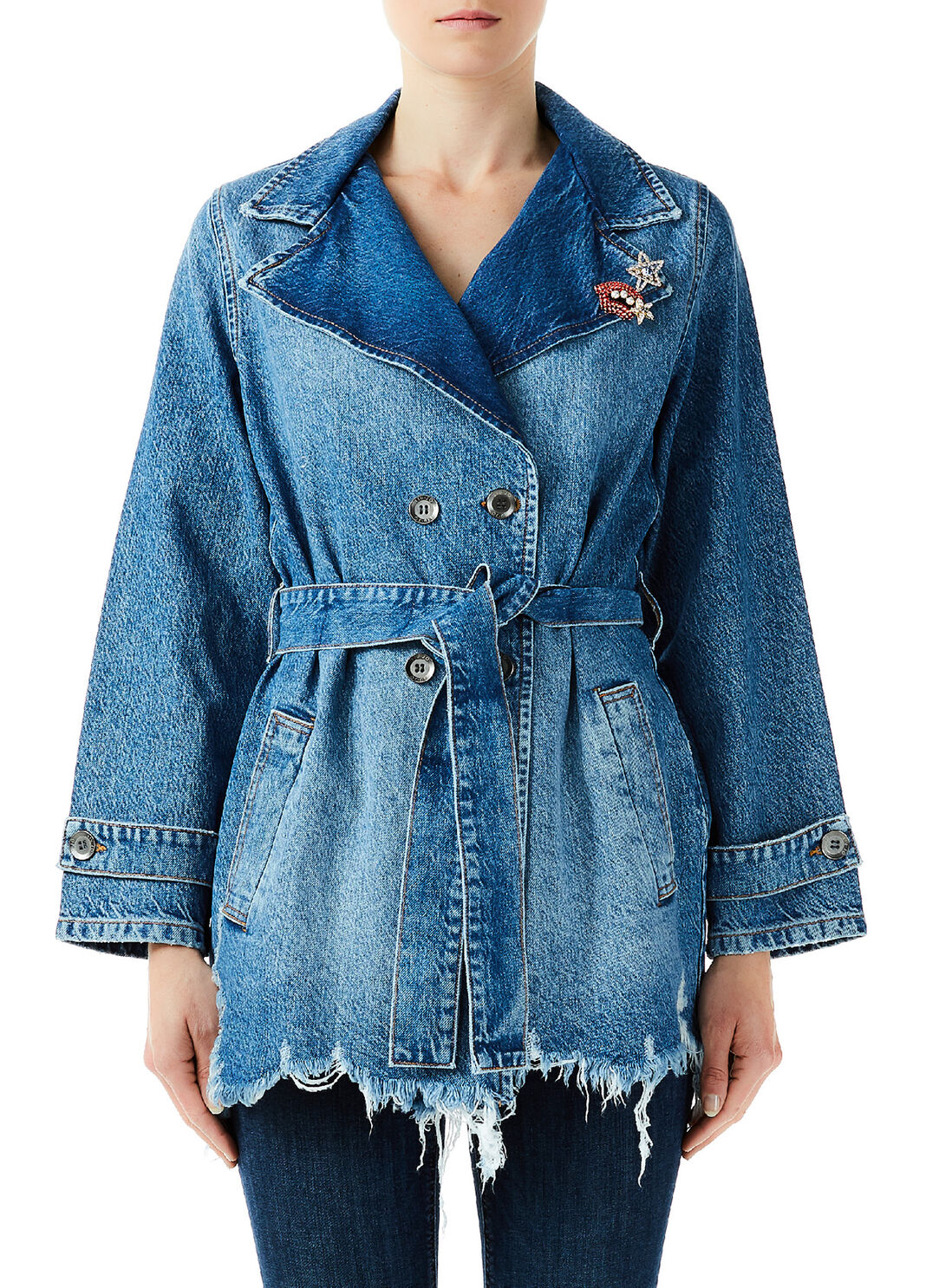 Short denim trench coat Blue denim Liu Jo - large image number 0
