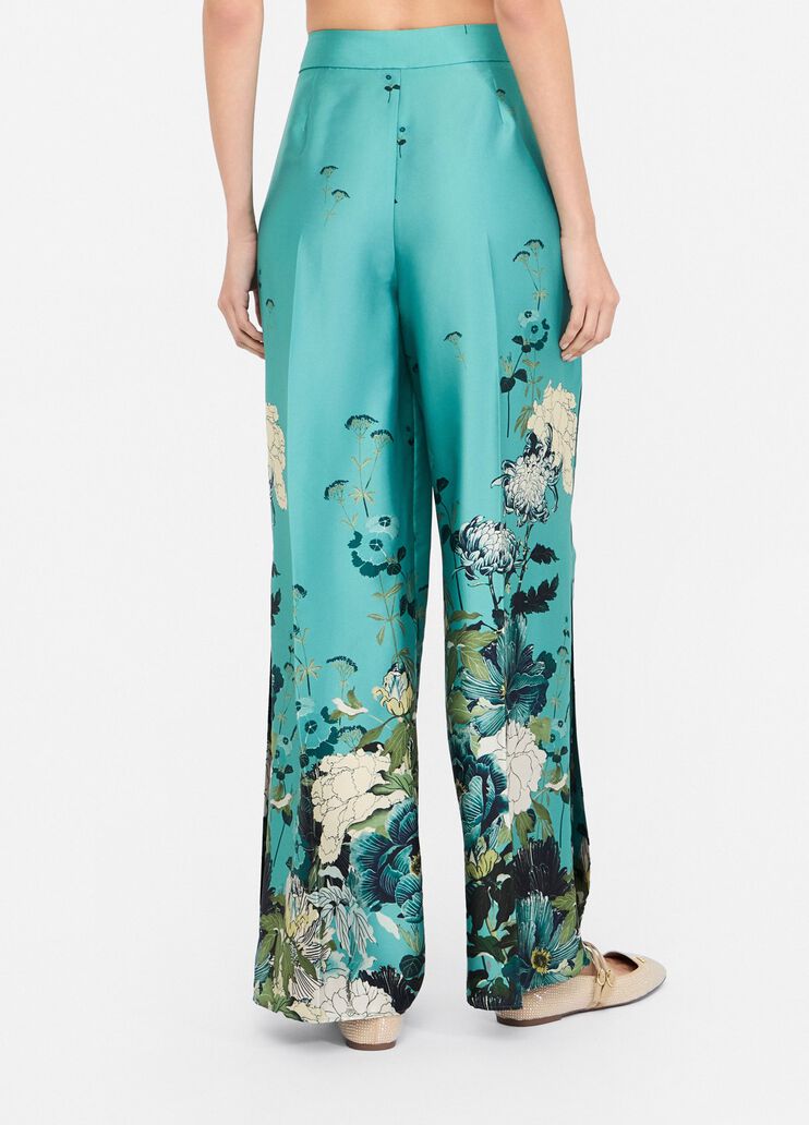 Printed twill trousers light blue Liu Jo - large image number 1 Printed twill trousers light blue Liu Jo - large image number 1
