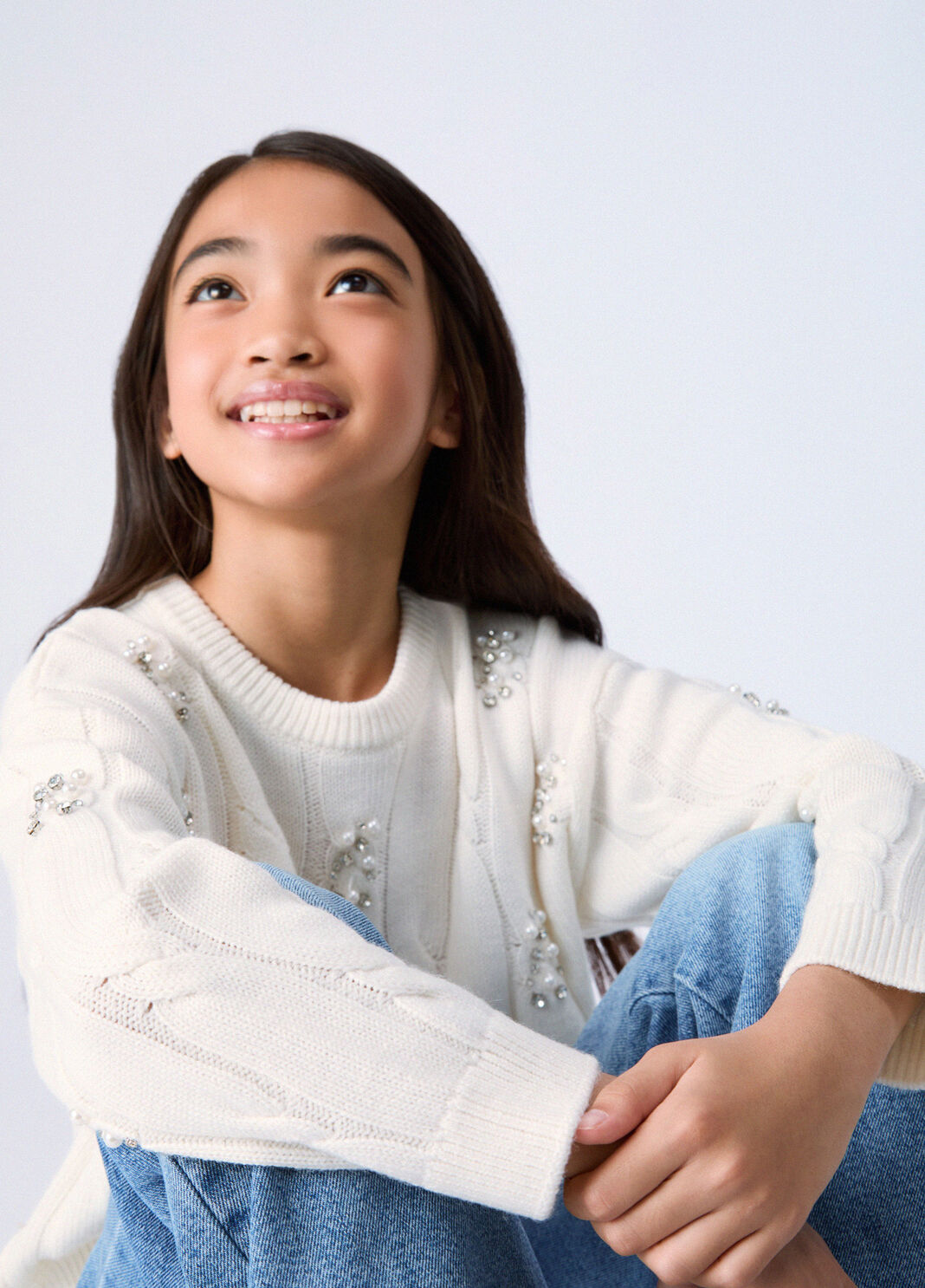 Sweater with jewel embroidery white Liu Jo - large image number 0