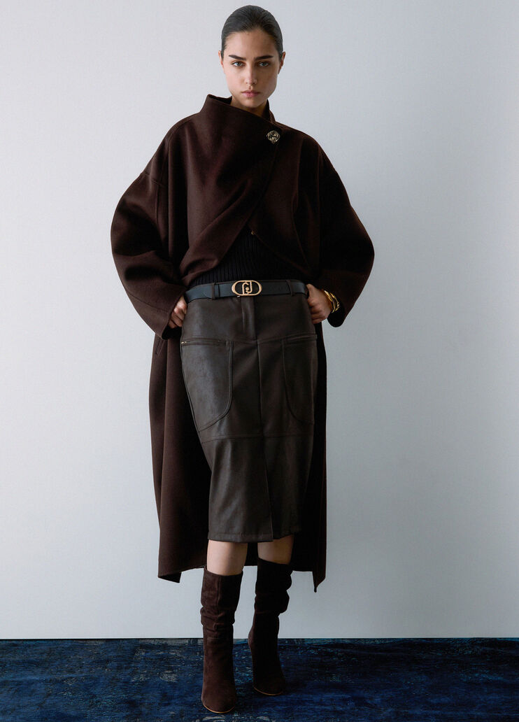 Midi skirt in coated fabric dark brown Liu Jo - medium