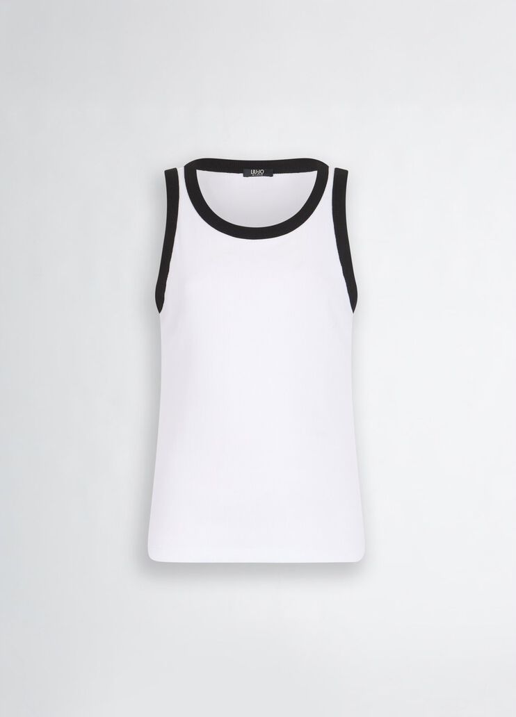 Ribbed top white/black Liu Jo - large image number 6 Ribbed top white/black Liu Jo - large image number 6
