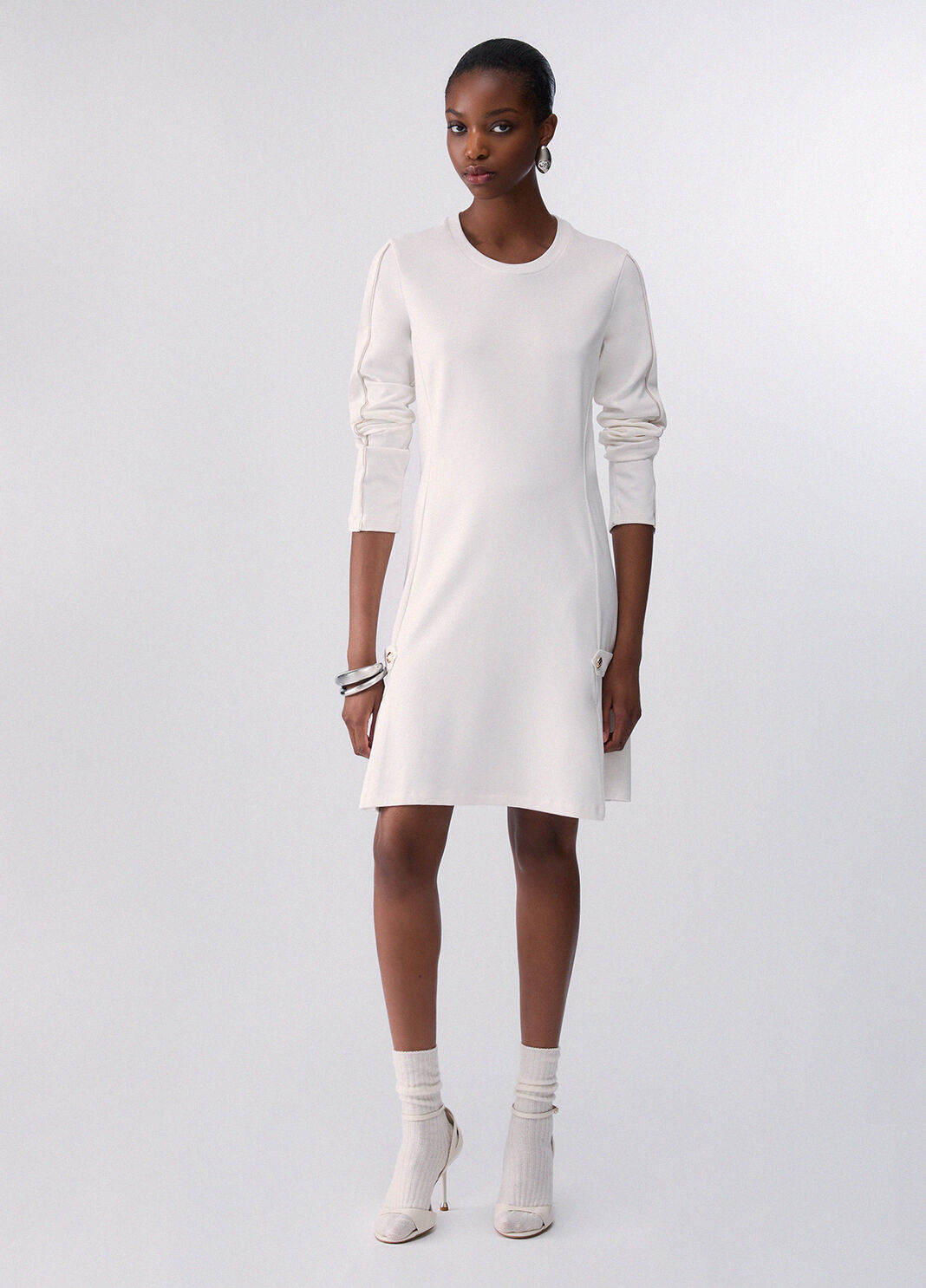 Short dress in Punto Milano fabric white Liu Jo - large image number 5