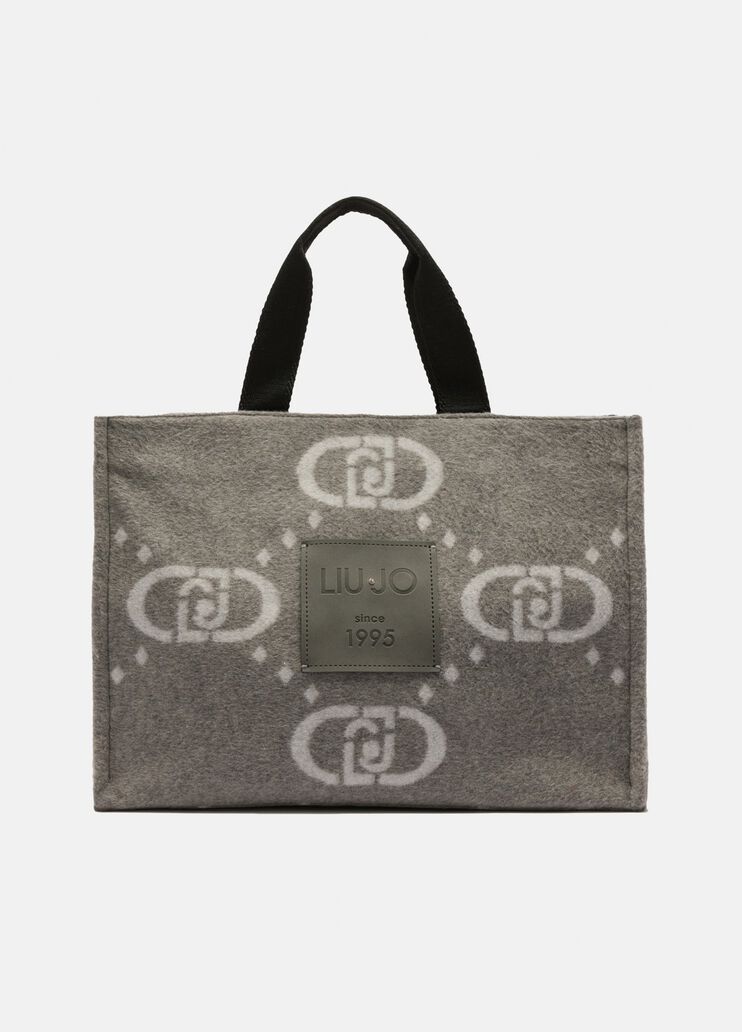 Bolso tote grande con logotipo gris Liu Jo - large image number 1
