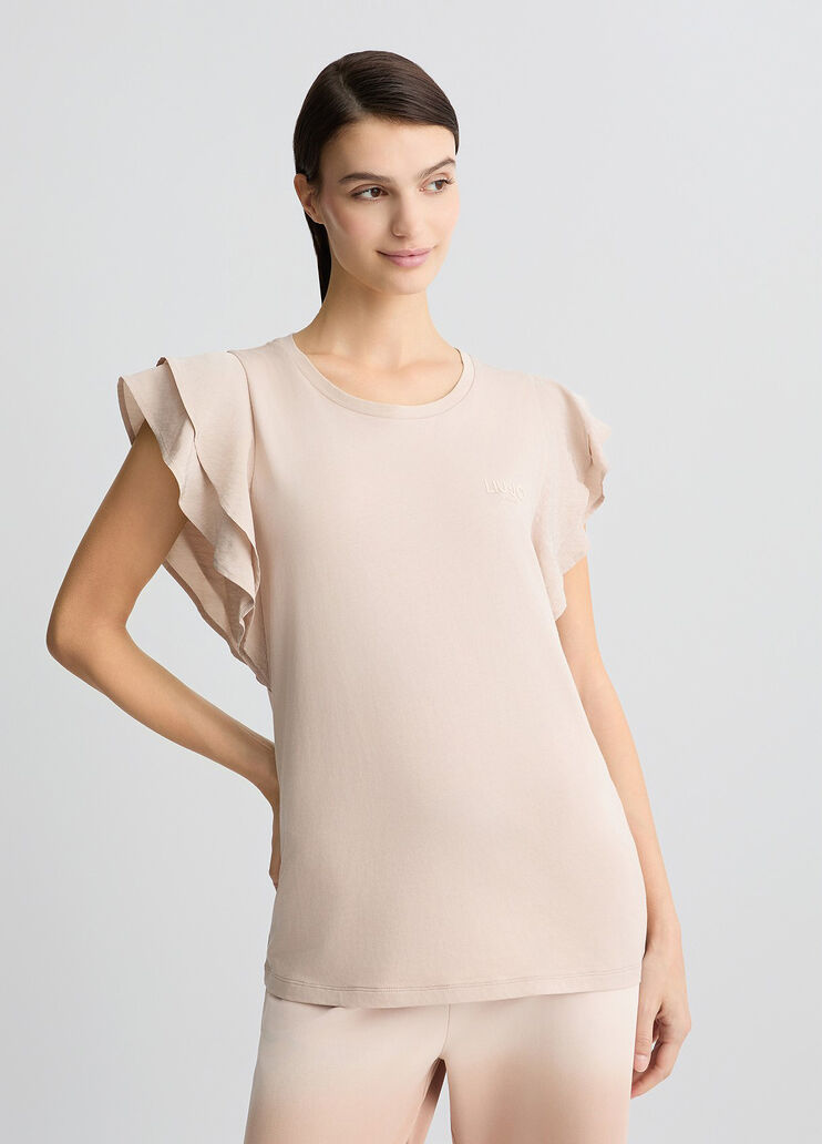 T-shirt with ruching beige Liu Jo - medium T-shirt with ruching beige Liu Jo - medium