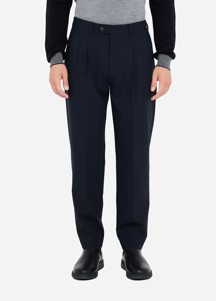 Pantaloni In Lana Con Pinces Colore Blu Scuro | Liu Jo