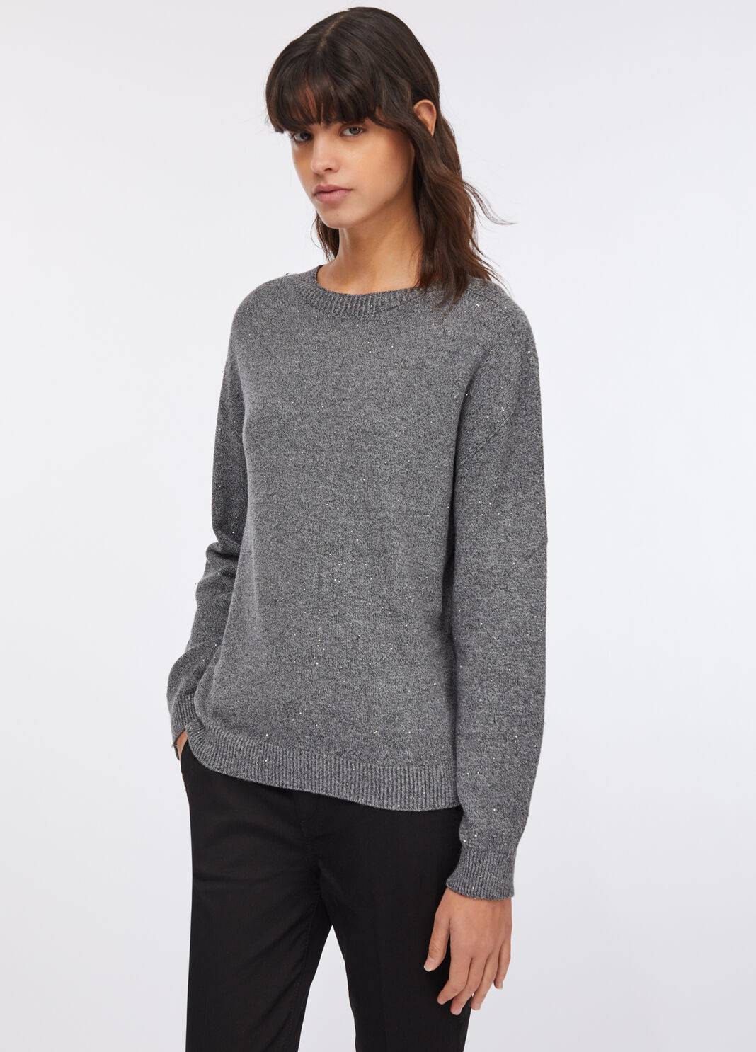 Maglia con micro paillettes grigio Liu Jo - large image number 0