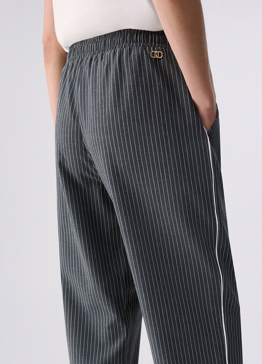 Pinstriped trousers with lace insert grey Liu Jo - large image number 4