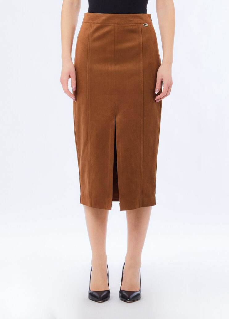 Falda midi con abertura caramelo Liu Jo - medium