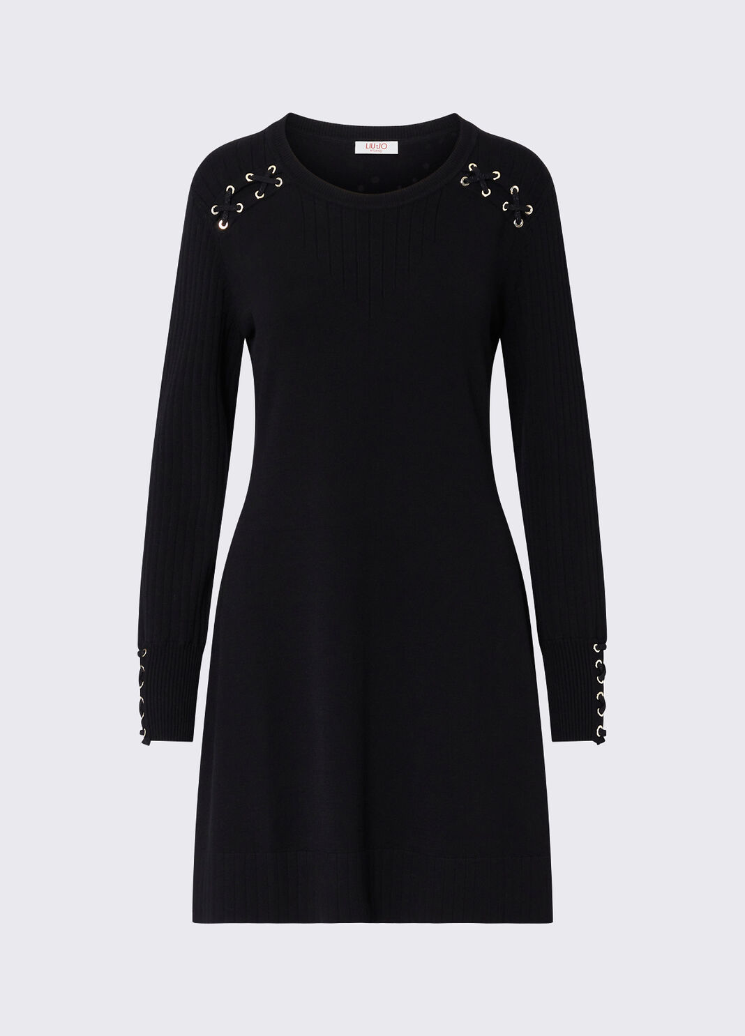 Kleid aus Strick mit Schn&uuml;rung schwarz Liu Jo - large image number 6