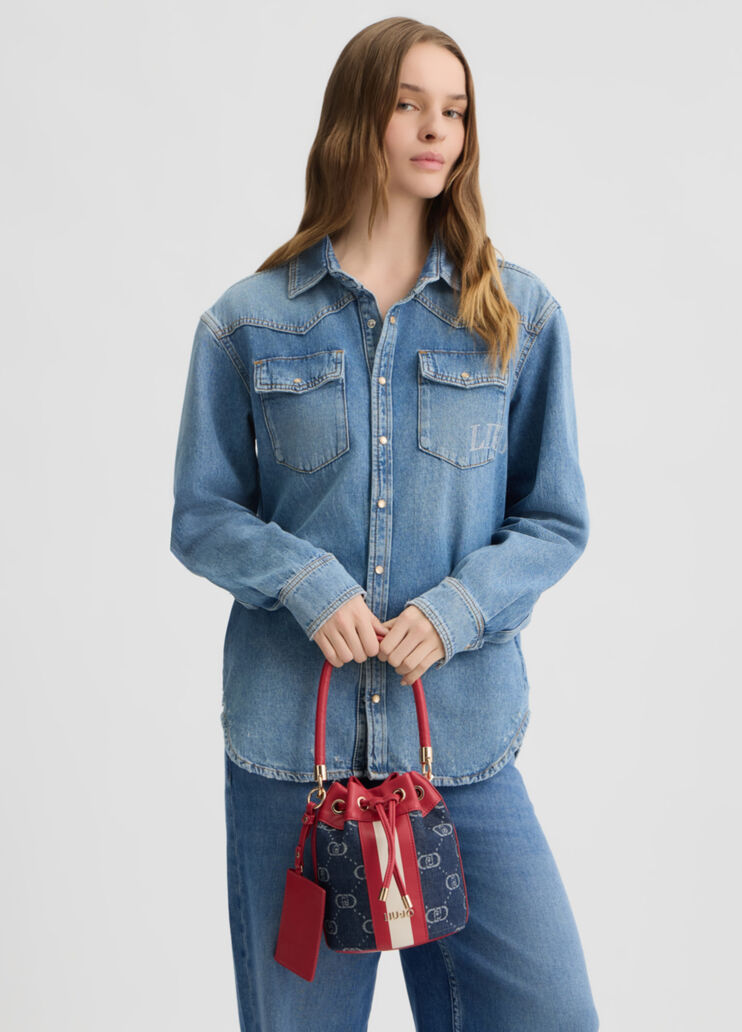 Small jacquard bucket bag dark denim Liu Jo - medium Small jacquard bucket bag dark denim Liu Jo - medium