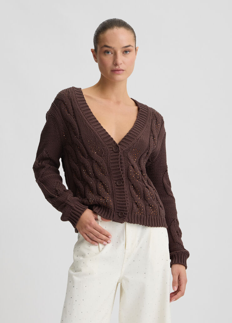Cardigan with gemstones brown Liu Jo - medium Cardigan with gemstones brown Liu Jo - medium