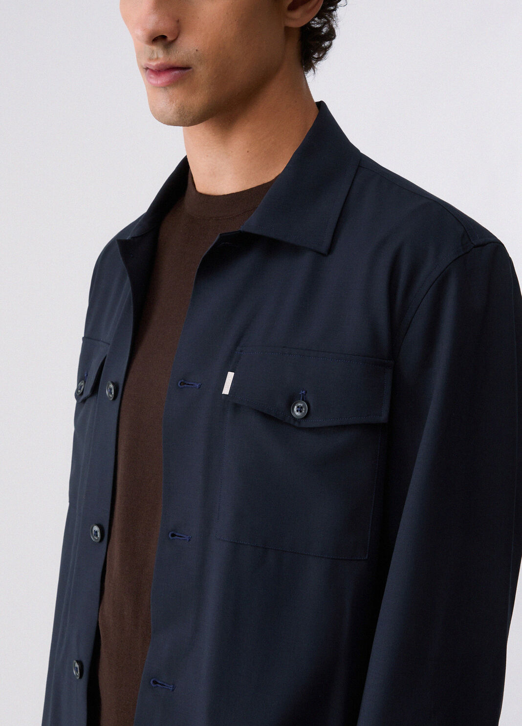 Giacca overshirt in misto lana blu scuro Liu Jo - large image number 4
