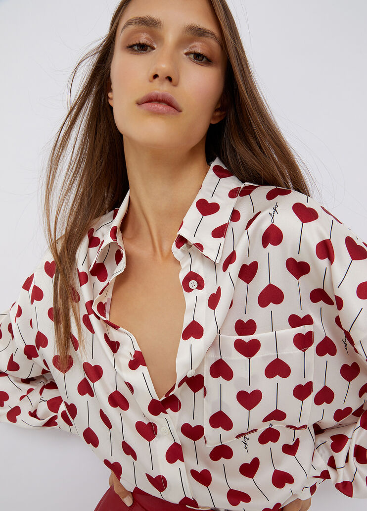 Eco-friendly shirt with hearts print red with hearts Liu Jo - large image number 2