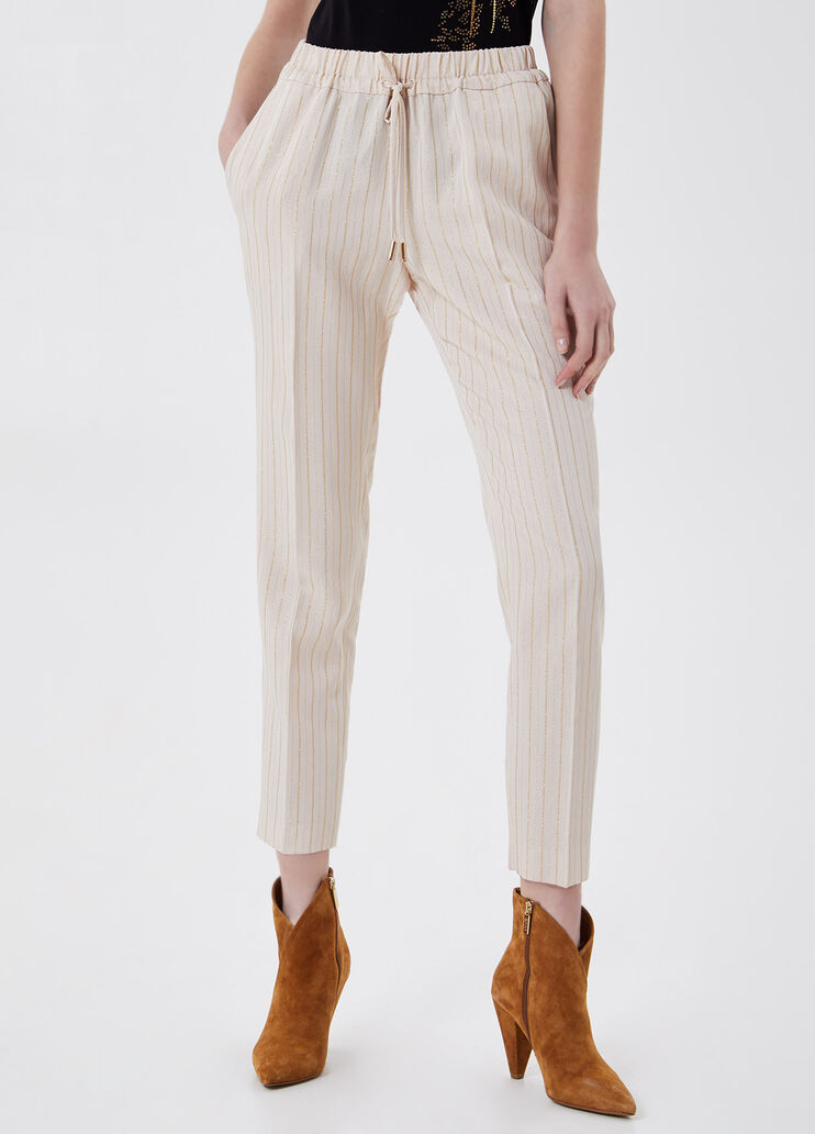 Брюки-джоггеры из экологичной ткани в тонкую полоску  Liu Jo - large image number 0